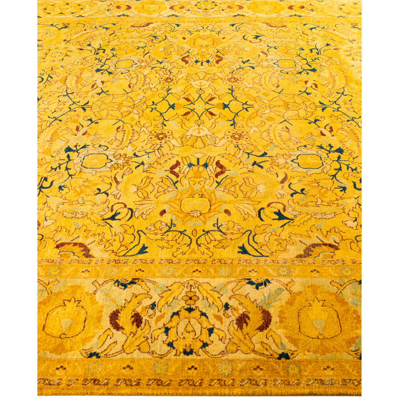 Overdyed Hand-Knotted Wool Modern-Contemporary Yellow Area Rug 8' 1" x 10' 1"