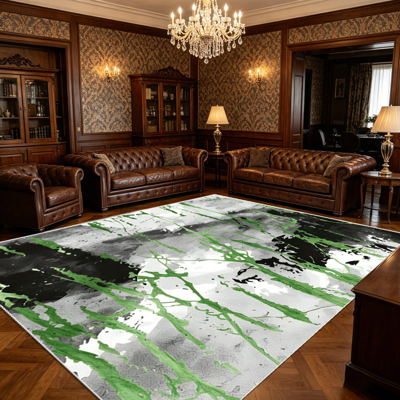 1PC Abstract Watercolor Green Trailing Willow Vine Botanical area rugs for Living Room, Soft, All seasons, Easy-maintain, Washable Indoor mat, Farmhouse suitable for for dining table, bedroom, kitchen...