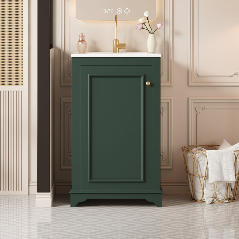 Meuble-lavabo avec lavabo et tablette réglable, Vert