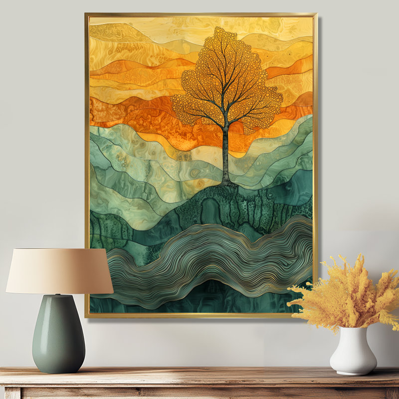 Eastwood - paysages, impressions sur toile, Impression encadrée flottante, H 20 po x l 12 po, Doré