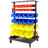 26" W Dual-Sided Mobile Metal Frame Plastic Bin Rack, With 2 Locking Wheels 6-Tier And 60-Bin Storage Rack