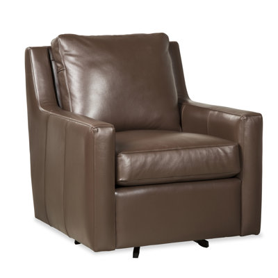 Herores 32" Wide Top Grain Leather Swivel Armchair