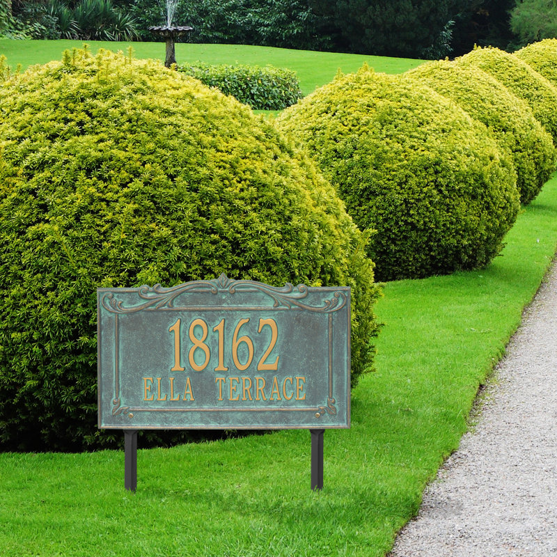 Signature Series 2-Line Lawn Address Sign, Bronze, Yes, Verdigris