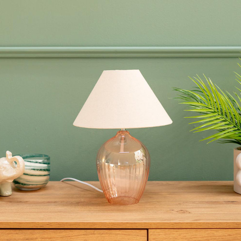 Matheo Glass Table Lamp, Pink