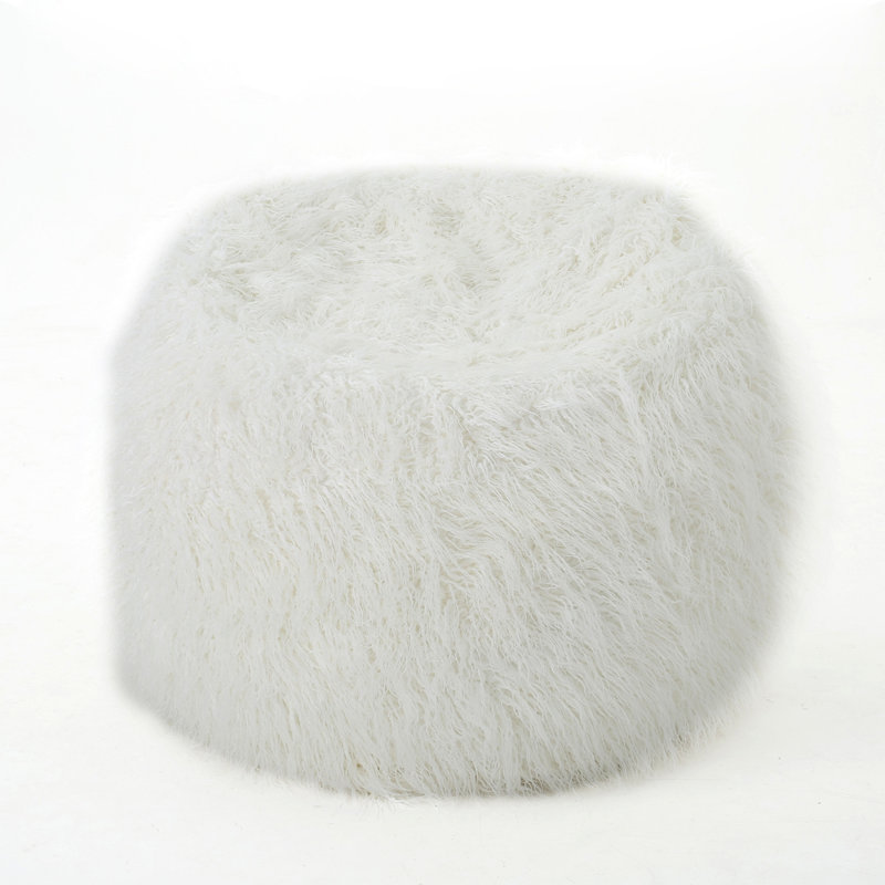 Fauteuil à billes classique en fausse fourrure, Fausse fourrure blanche
