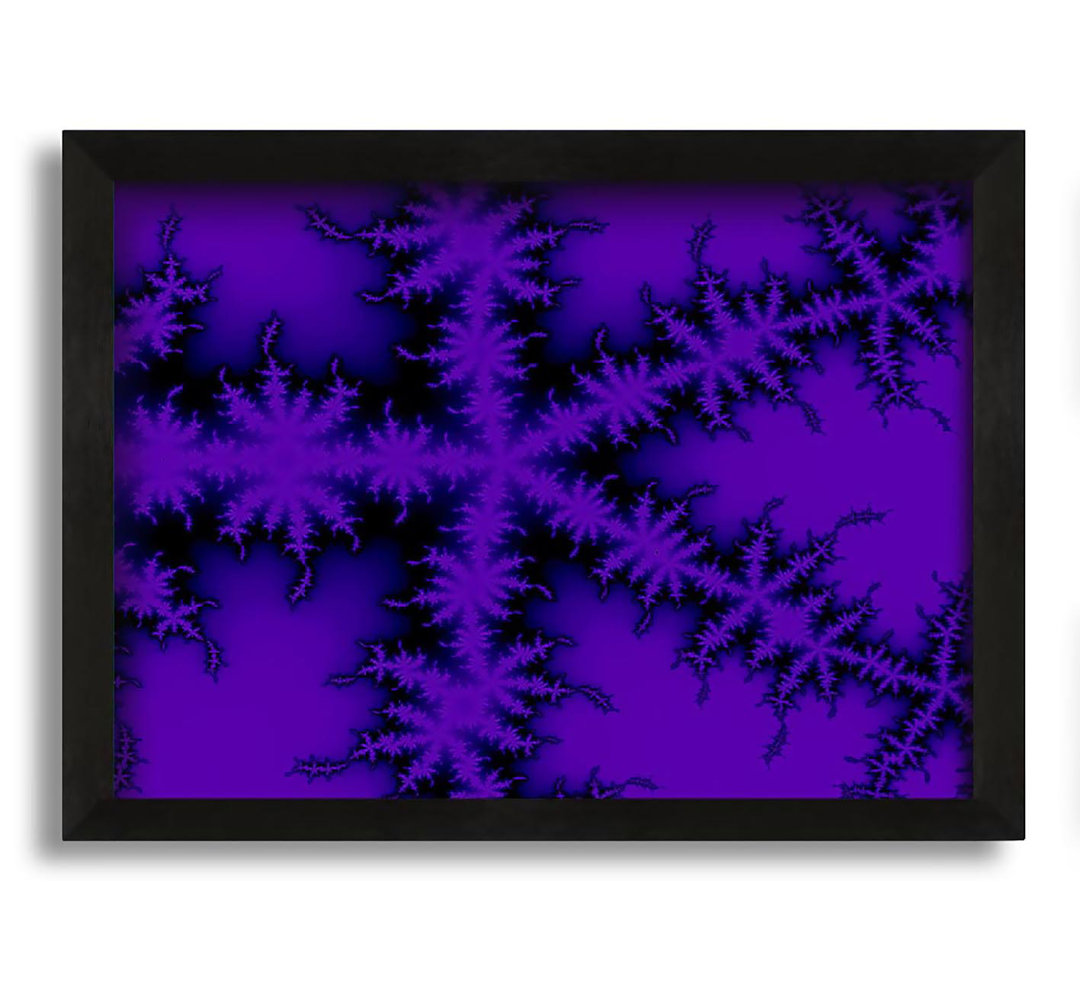 Gerahmtes Leinwandbild Internal Snow Flake Black On Purple