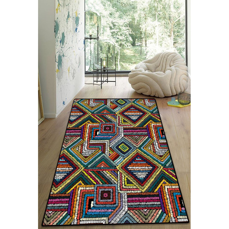 Luxurious Area Rug (5.2 x 3.3 ft), 100% Polyester, Non-Slip Dot Underside, 0.2 in Pile Height | Vibrant Digital Print, Machine Washable at 86°F | Perfect for Living Room, Bedroom, and Dining Areas