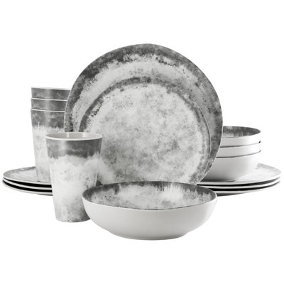 Gibson Elite Gibson 16 Piece Melamine Dinnerware Set In Gray