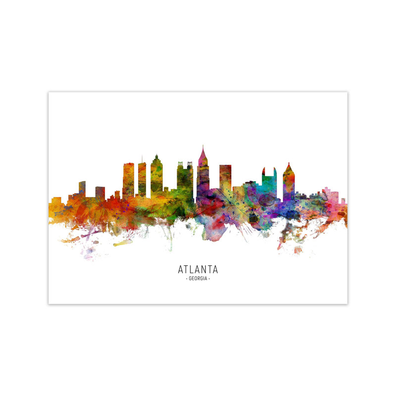 Atlanta Georgia Skyline by Michael Tompsett - Print, 21cm H x 30cm W x 1cm D, Unframed