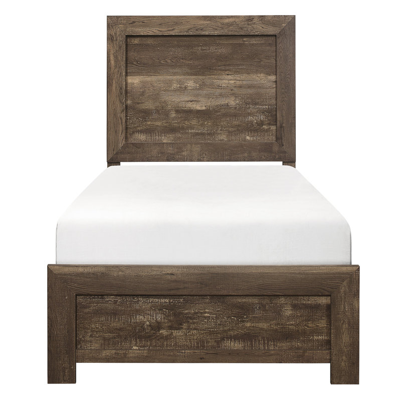 Twin Bed In Rustic Brown Finish - Wood And Engineered Build Piece Size With Character Finish, Headboard &, Twin, Rustic Brown