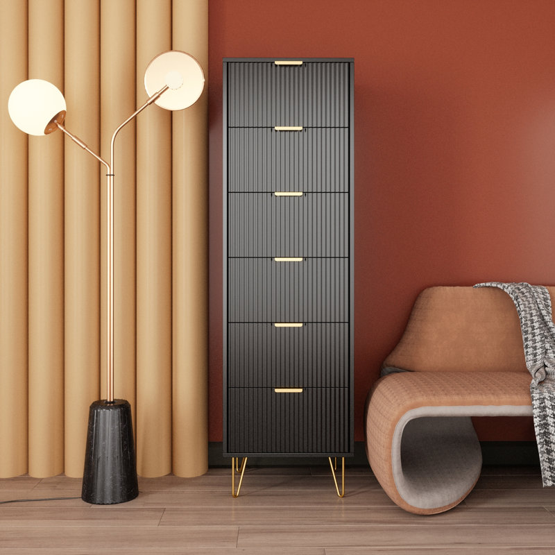 Commode 6 tiroirs Scannell, Noir
