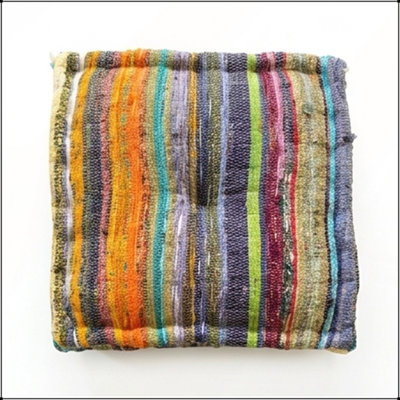 Handmade Boho Square Pouf Ottoman, 16x16x4 Inch Floor Cushion for Stylish and Comfortable Seating in Living Rooms and Bedrooms