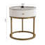 Table de chevet moderne 19,68 pouces avec tiroir, table de bout ronde en marbre avec rangement, table d'appoint pour le salon et la chambre à coucher