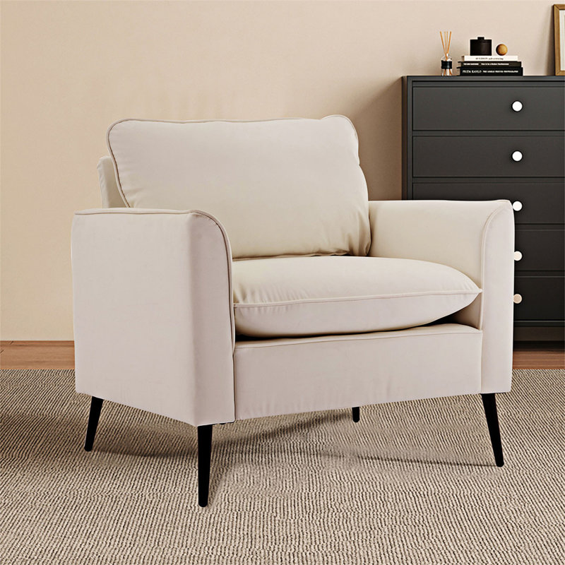 Chaise d'appoint rembourrée Cat Paw, Similicuir crème / blanc