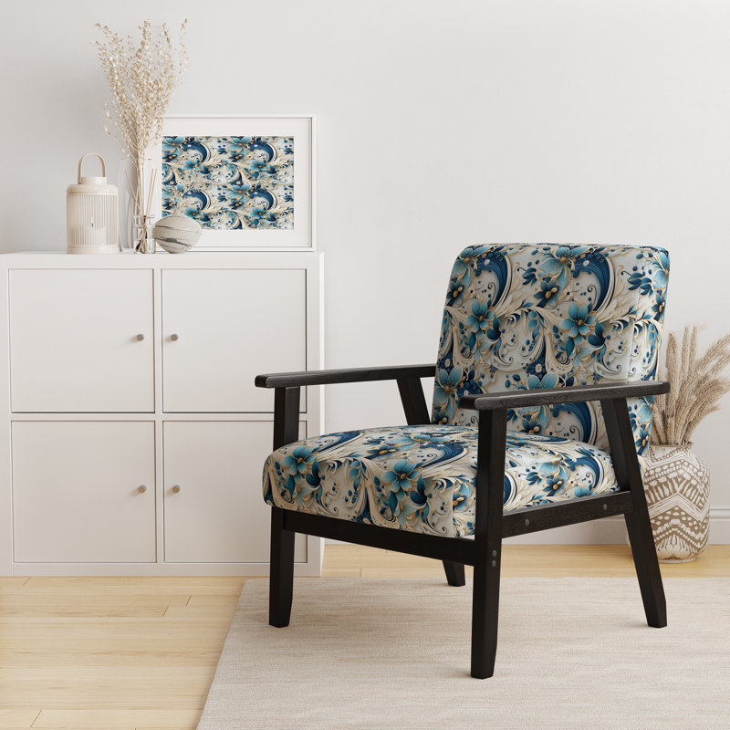 Motif cachemire Nautical Allure - fauteuil rembourré Boho, fauteuil d'appoint bleu