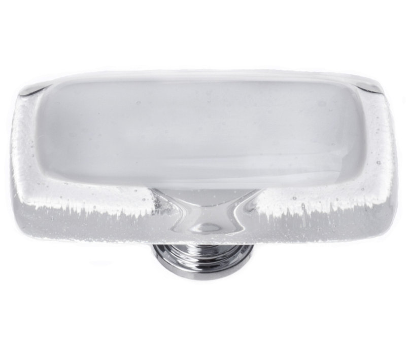 Reflective Rectangular Knob, Satin Nickel, Blue-Grey