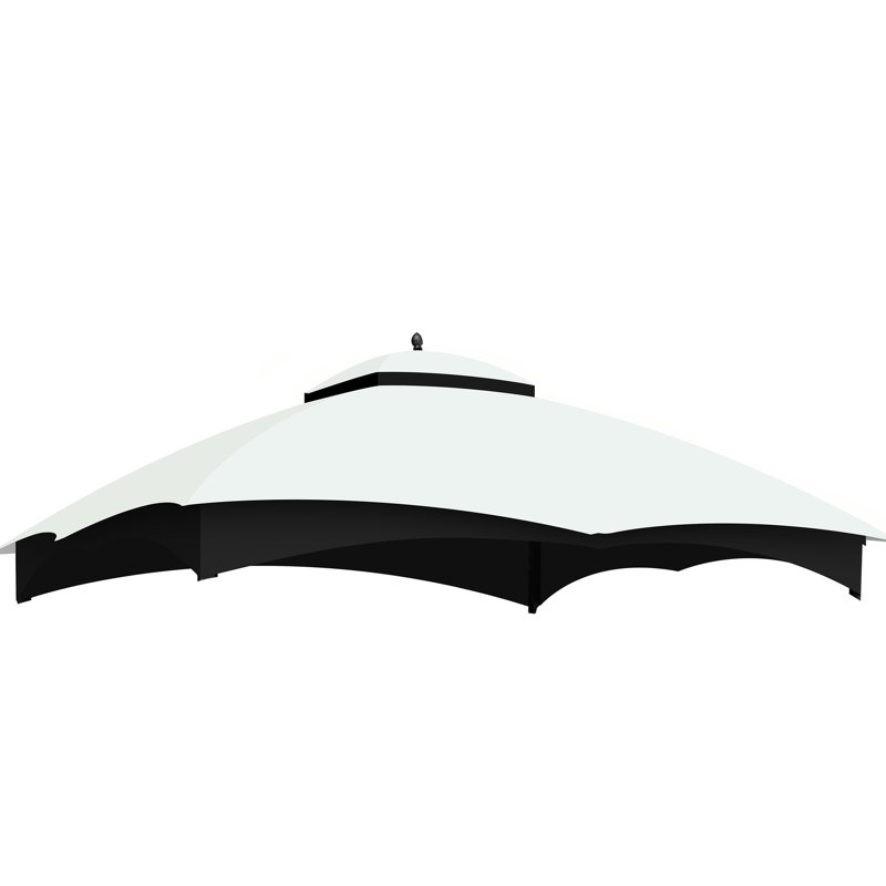 Toit de rechange pour gazebo 10x12, protégé, hydrofuge, résistant à la décoloration, avec aération et 2 trous de drainage, toile de drainage blanche.