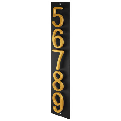 Plaque d'adresse verticale flottante en aluminium Royal Shade - 5 chiffres personnalisés