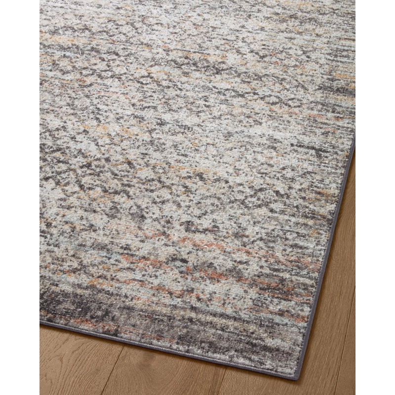 Tapis oriental gris en polypropylène tissé à la machine, Rectangle 7 pi 10 po x 10 pi