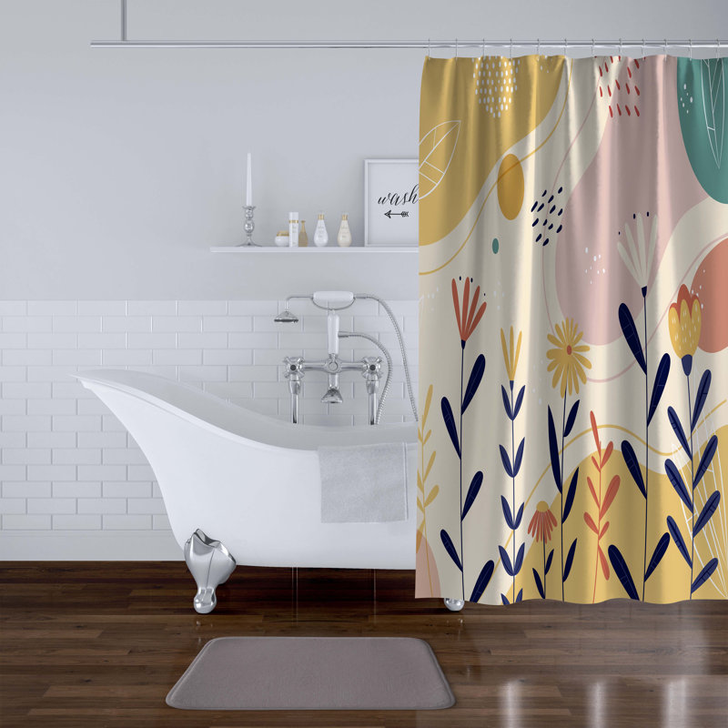 Inavale Floral Shower Curtain, 70" H x 71" W