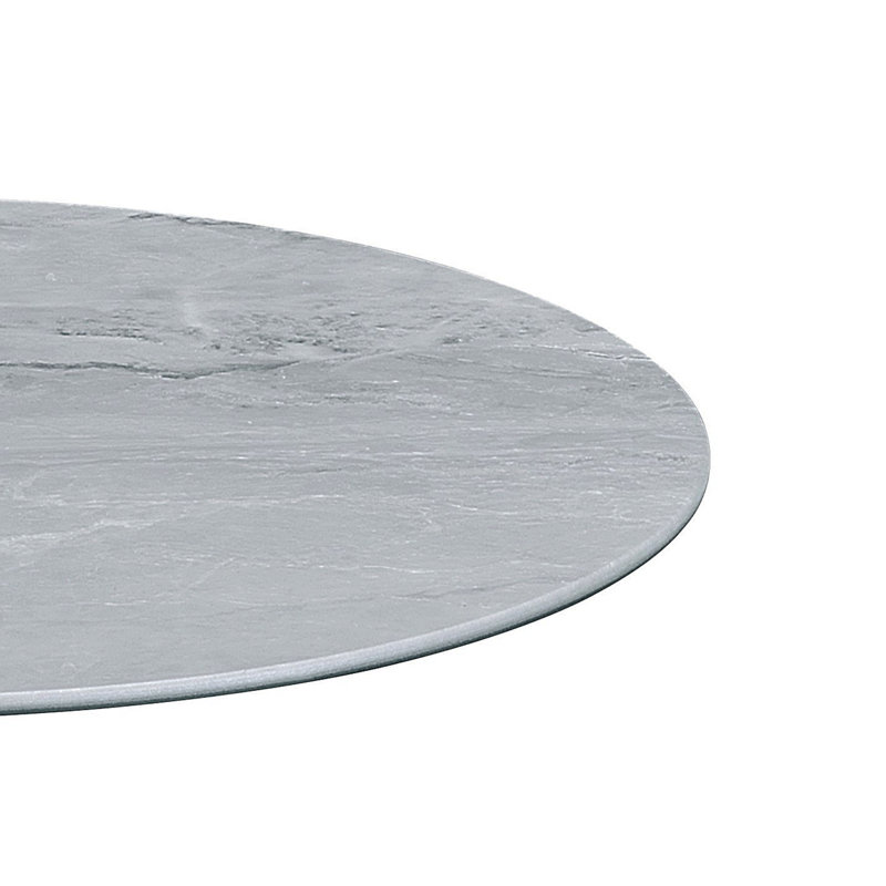 Table de bout l 17,5 po Cirillo avec plateau texturé en marbre gris, Grey, Noir