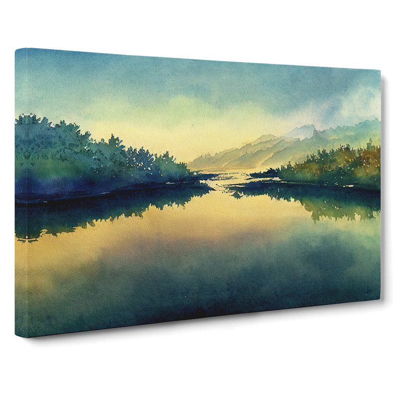 XXX-H1022-WF-7739X Serene River - Wrapped Canvas Painting, 40cm H x 60cm W x 3cm D