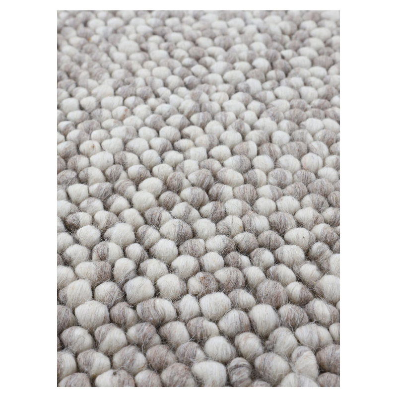 Handmade Wool Rug in Beige, Round 200cm