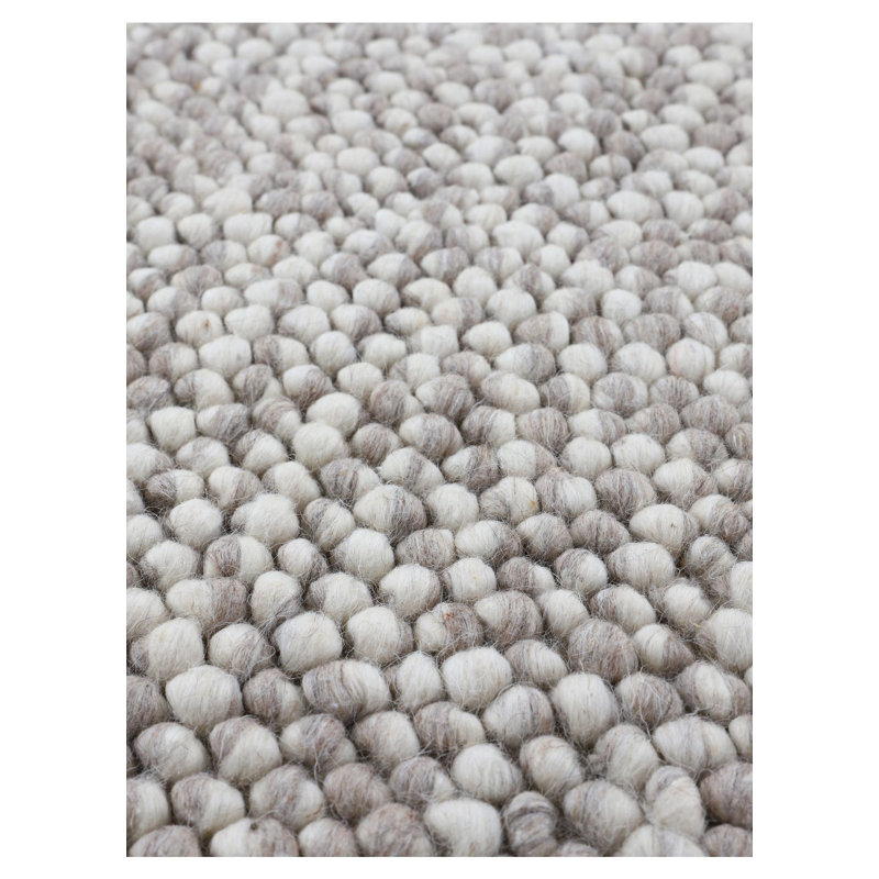 Handmade Wool Rug in Beige, Round 200cm