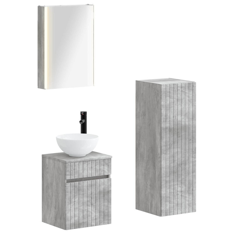 Vanity & Mirror Set, Light Grey