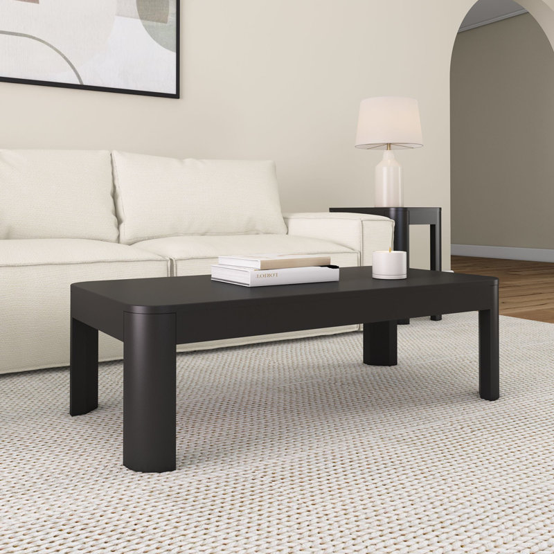 Toriano Solid Wood Single Coffee Table, Black, 15" H x 48" L x 24" W