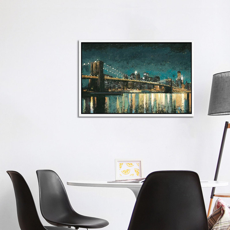 Bright City Lights II by James Wiens - Print on Canvas, 101.6 cm H x 66.04 cm W, White Framed