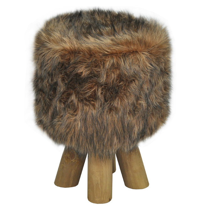 Scandi Wood Accent Stool, Fox Red