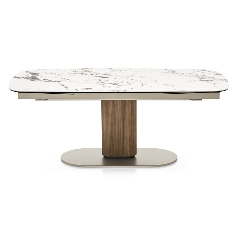 Tables extensibles Cameo, H 29,75 po x L 78,75 po x l 39,38 po, Marbre blanc, Noyer Canaletto / beige perle mat / noir mat