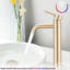 Robinet pour salle de bain brossé or brossé - Grand lavabo monotrou à un trou pour aspect