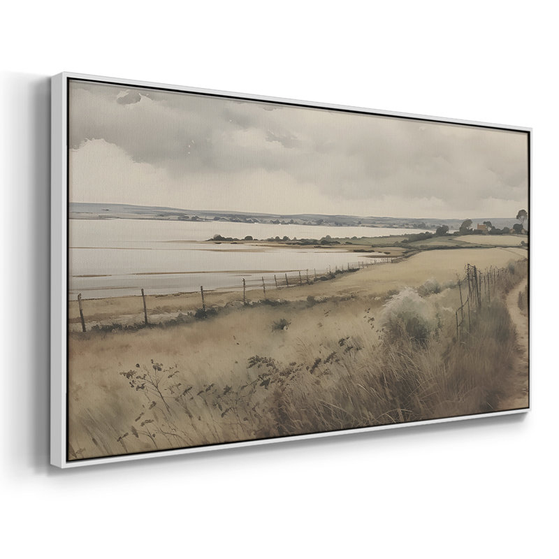 Série paysage - DCCXLII - Toile tendue avec châssis, prête à accrocher, H 21 po x l 41 po, Blanc