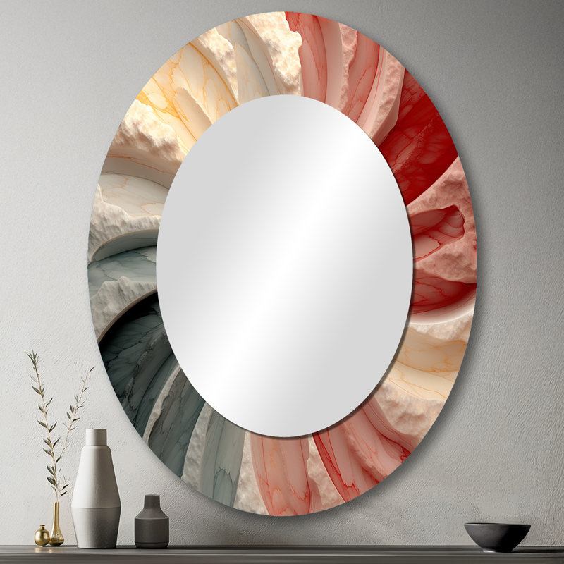 Mid-Century New Balance Abstract Geometrics IV - Mid-Century Oval Wall Mirror, 43" x 33"