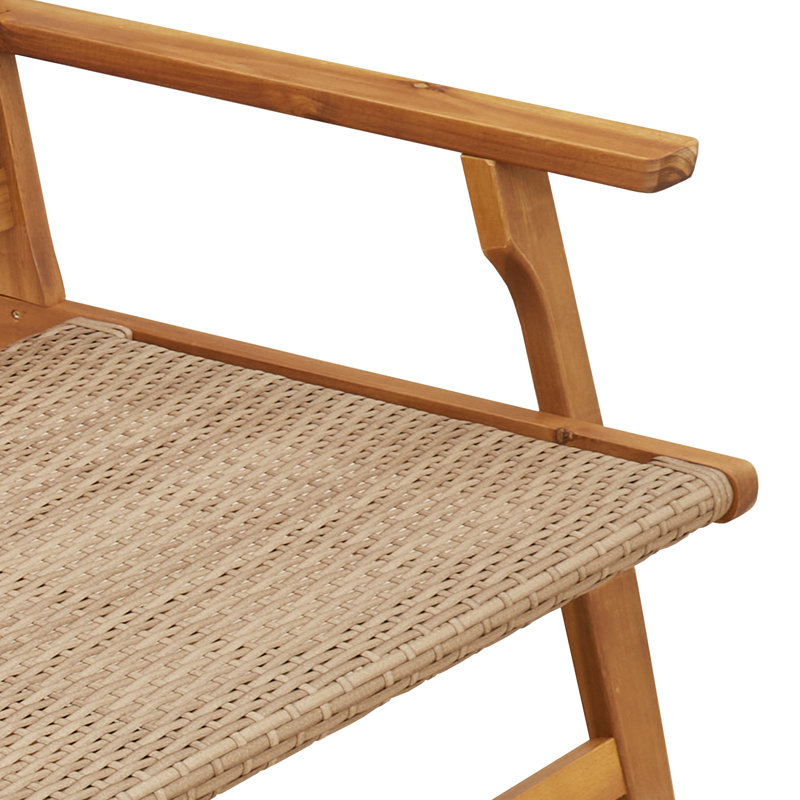 Set Of 3, Teak Look Acacia Rattan, Acacia Wood Medium, Beige/Brown
