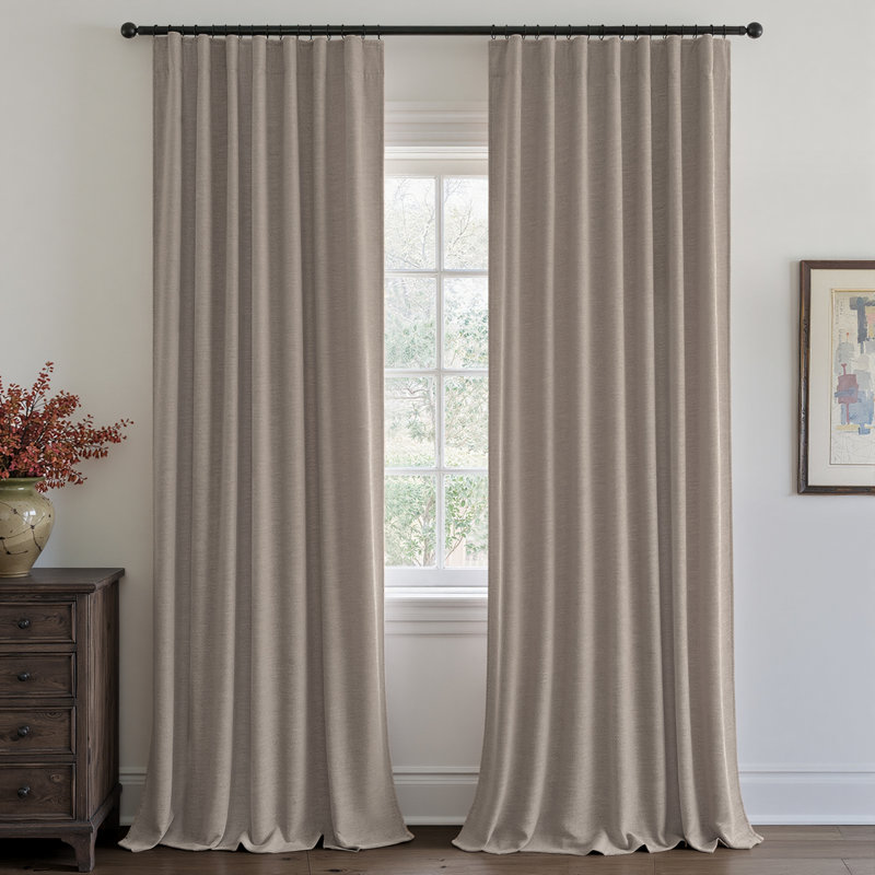 Blackout Curtains,Thermal Insulated Drapes with Hooks 2 Panel Sets,Back Tab 100% Room Darkening Window Curtains, Linen