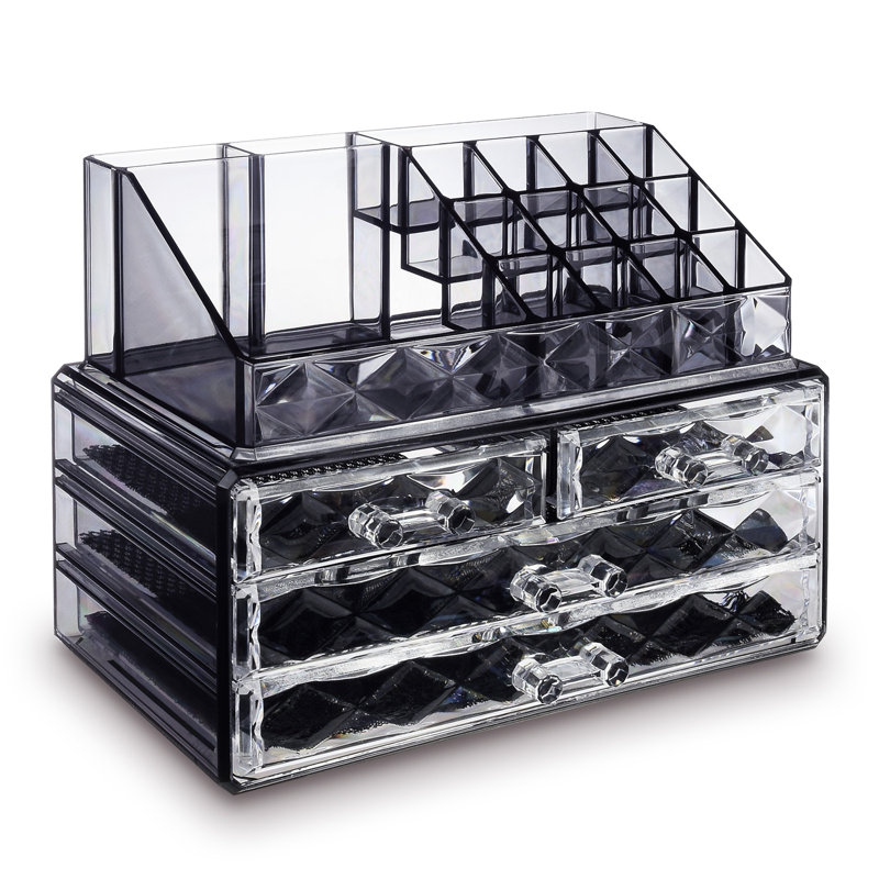 Boîte à accessoires de rangement pour bijoux et cosmétiques, Noir