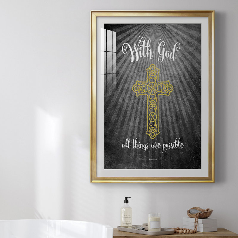 With God Gold, reproduction encadrée de qualité supérieure - prête à être accrochée 46917, Encadrement doré
