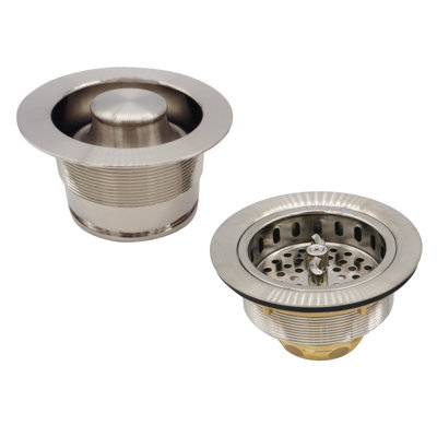 COMBO PACK 3-1/2" Wing Nut Twist Style Kitchen Sink Basket Strainer and Waste Disposal Drain Trim