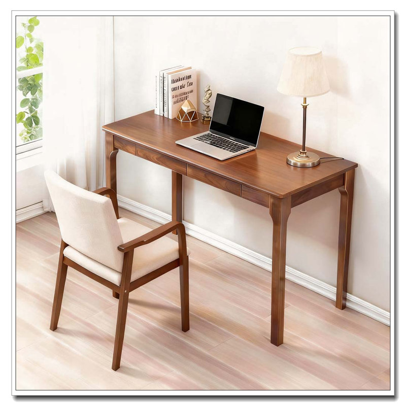 Bureau en bois massif avec tiroirs, Noyer