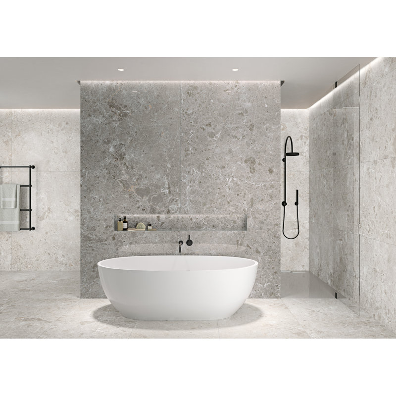 Terrazzo 23.62 in. x 47.24 in. Honed Porcelain Tile, White