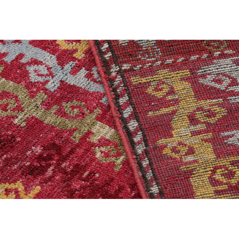 Rug & Kilim’S Tribal Style Rug In Red With Colorful Geometric Stripes
