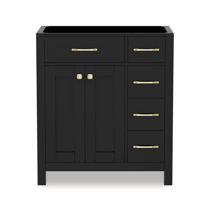 30" Freestanding Single Bathroom Vanity Base Only, Sink not Included, Black, Gold