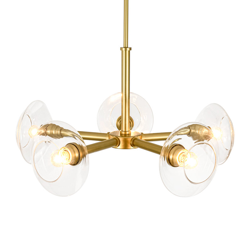 Lustre spoutnik 5 lumières Mid-Century en verre