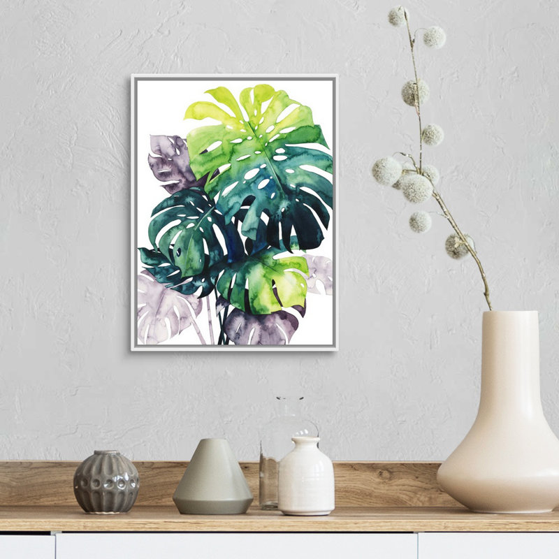 Art mural sur toile Twilight Palms IV, Toile avec cadre blanc, H 18 po x l 14 po