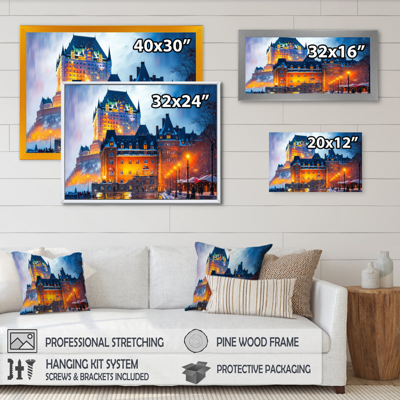 «Chateau Frontenac in Winter IV», reproduction sur toile, L 20 po x H 12 po, Toile tendue