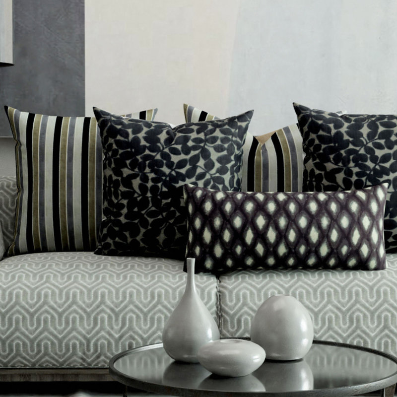 Velvet Square Pillow Cover & Insert, Black, 26"H x 26"W