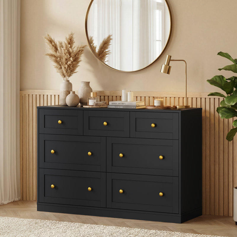Yokota 7-Drawer Dresser For Bedroom, Black